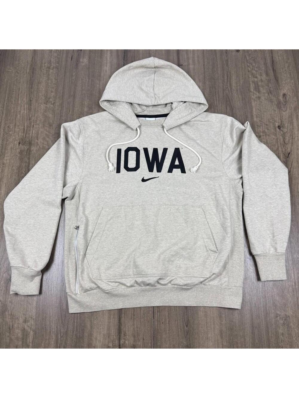 Iowa Hawkeyes Hoodie Sweatshirt Mens L Off White Hooded Pullover Embroidered